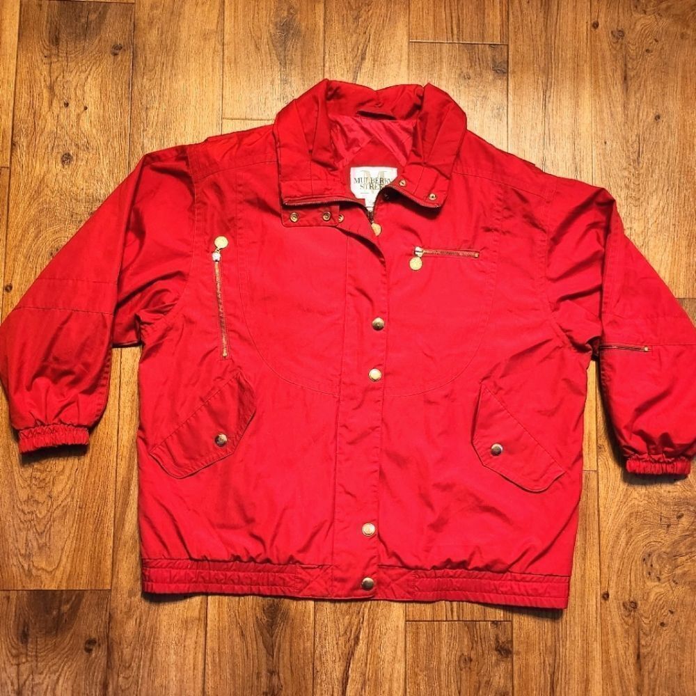 Vintage Mulberry Street Rugby Full Zip Jacket Red Size XL